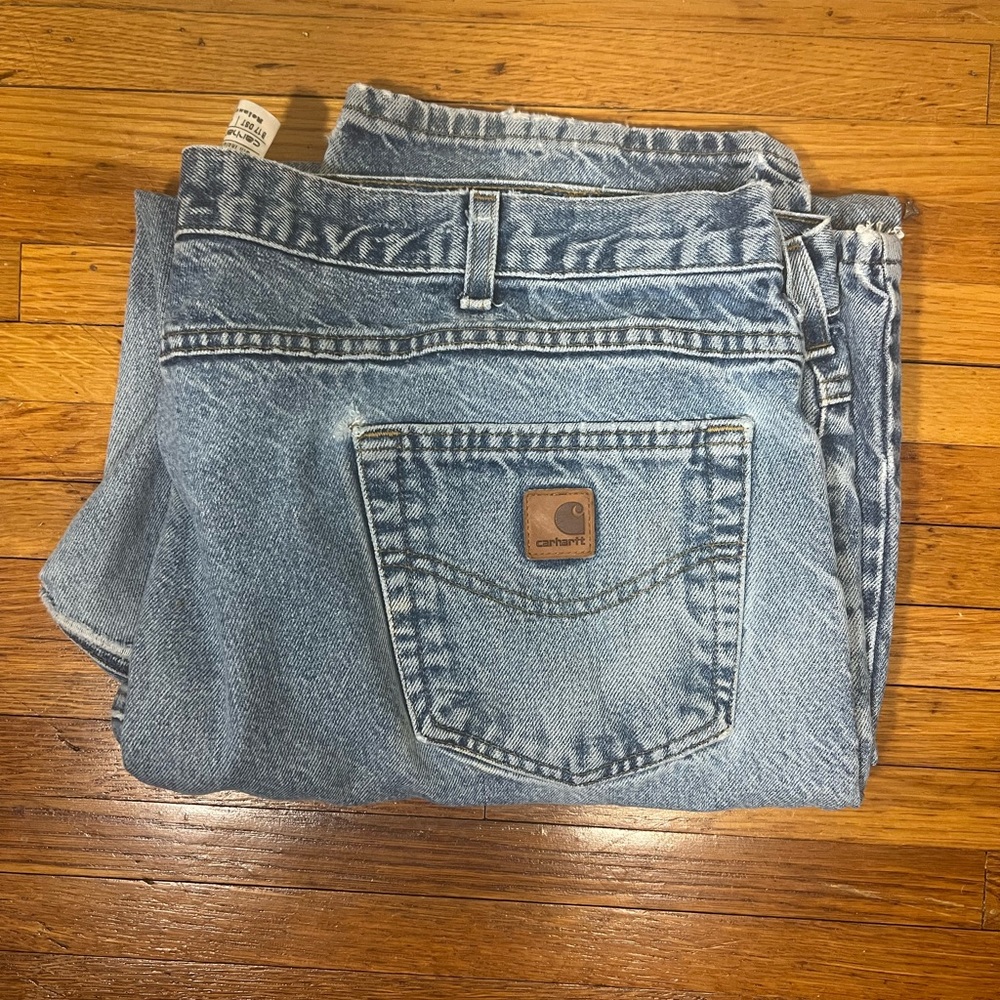 Carhartt Mens Size 46x32 Relaxed Fit Light Blue Denim Jeans